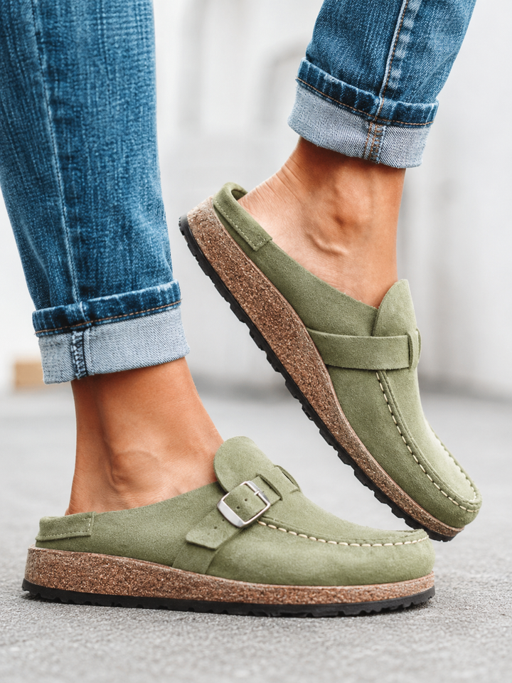 LARA | The Everyday Suede Buckle Mule