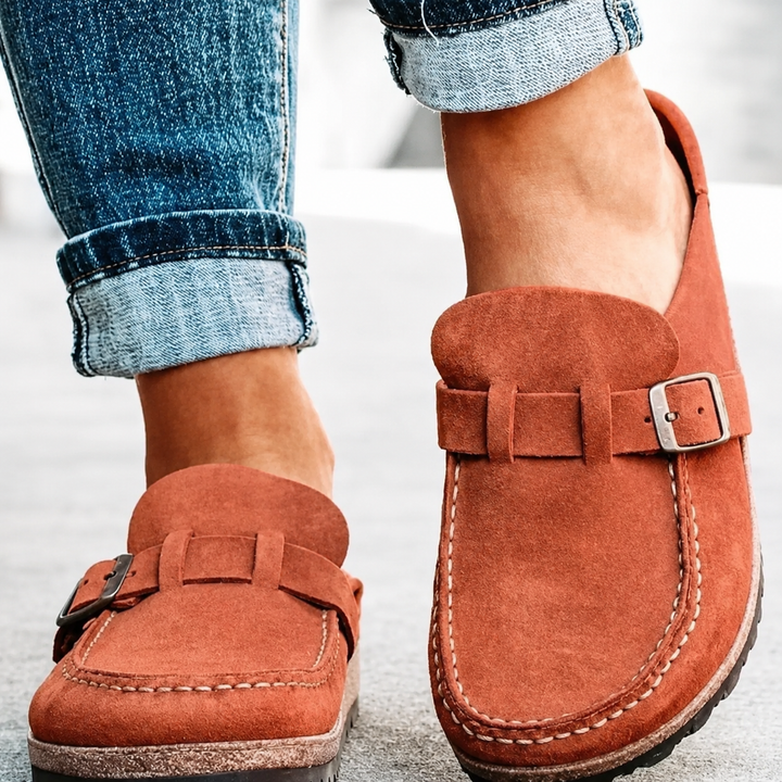LARA | The Everyday Suede Buckle Mule