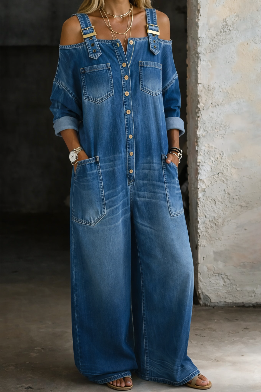 Sophia | Denim Dress with Off-the-Shoulder Design